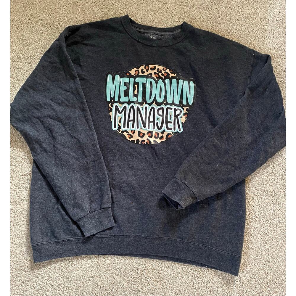 Meltdown Manager Leopard Print Graphic Sweatshirt Women’s XL